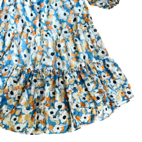 Joie Women’s Sz M Blue Floral Printed Maxi Dress Limited Edition Chiffon V-Neck - Picture 8 of 14